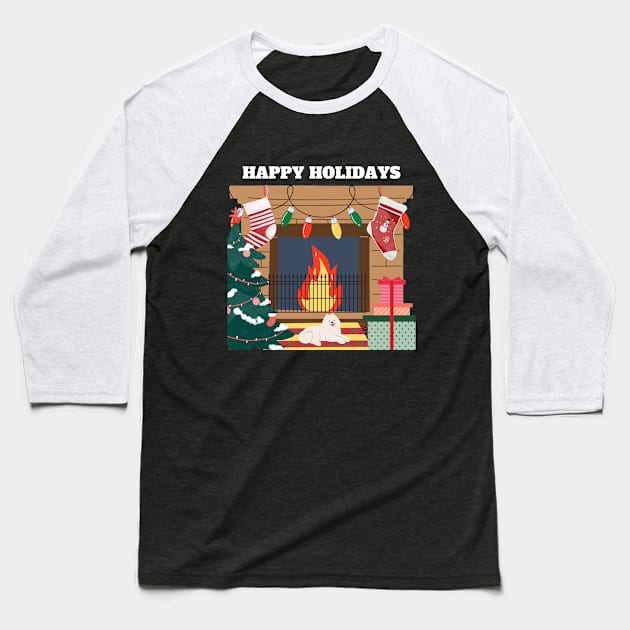 Happy Holidays Baseball T-Shirt by Budwood Designs